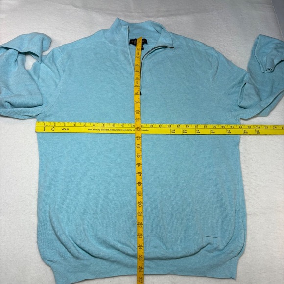 Brooks Brothers Mens XL Light Blue Cotton Silk Cashmere Quarter Zip Sweater - Picture 4 of 5